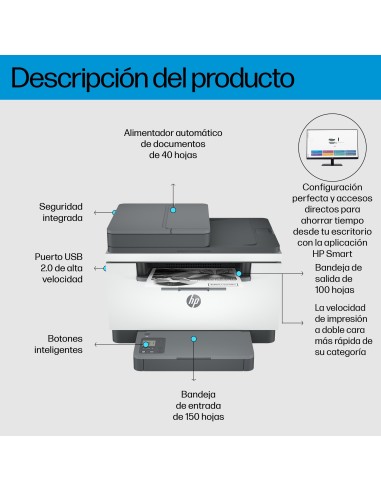 HP LaserJet M234sdn Multifunction Blanco y negro Impresora, Solo Ethernet Fotocopiadora, escáner