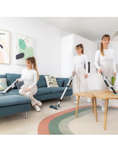 Cecotec 08403 aspiradora de pie y escoba eléctrica Aspiradora escoba 2 en 1 Batería Secar Sin bolsa Negro, Azul, Acero