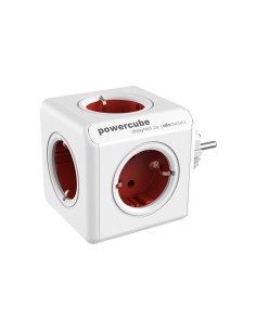 Allocacoc PowerCube Original base múltiple 5 salidas AC Interior Rojo, Blanco