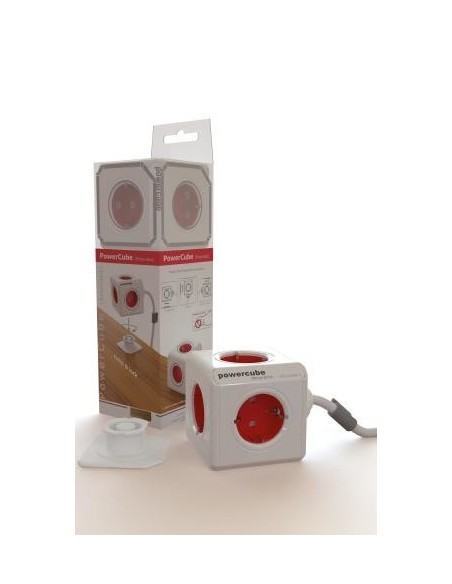 Allocacoc PowerCube base múltiple 3 m 1 salidas AC Interior Rojo, Blanco