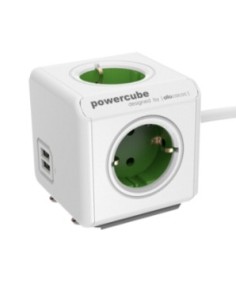 Allocacoc 1406GN DEEUPC base múltiple 1,5 m 4 salidas AC Verde, Blanco