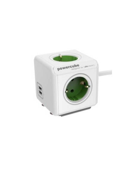 Allocacoc 1406GN DEEUPC base múltiple 1,5 m 4 salidas AC Verde, Blanco