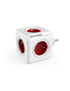 Allocacoc PowerCube Original Type E base múltiple 5 salidas AC Interior Rojo