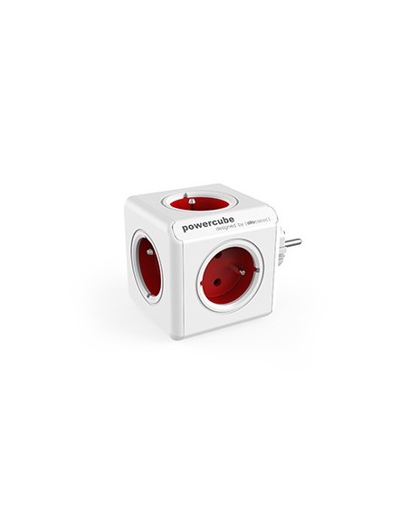 Allocacoc PowerCube Original Type E base múltiple 5 salidas AC Interior Rojo