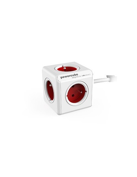 Allocacoc PowerCube base múltiple 1,5 m 5 salidas AC Interior Rojo, Blanco