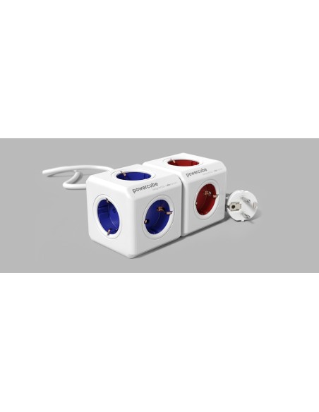 Allocacoc PowerCube base múltiple 1,5 m 5 salidas AC Interior Rojo, Blanco