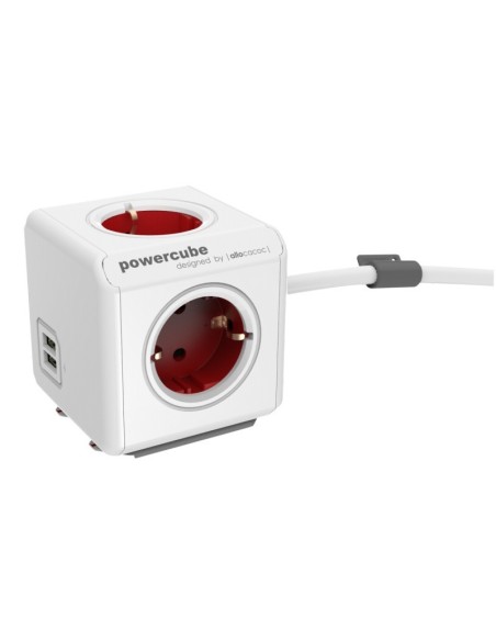 Allocacoc 2402RD FREUPC base múltiple 1,5 m 4 salidas AC Interior Rojo, Blanco