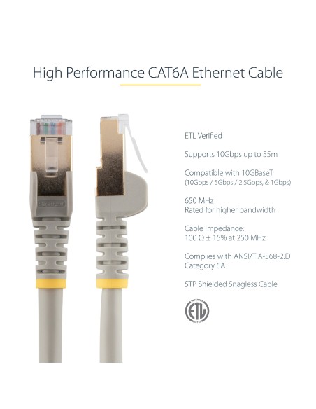 StarTech.com Cable 7m Ethernet CAT6a - Cable de Red de 10 Gigabits Blindado Snagless RJ45 PoE de 100W - Latiguillo STP de 10GbE