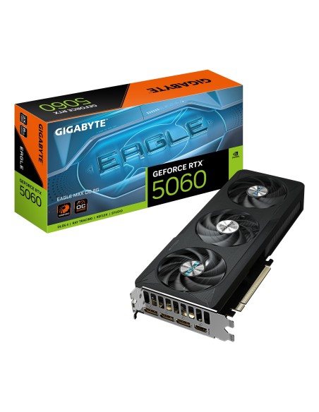 GIGABYTE GeForce RTX 5060 EAGLE MAX OC 8G Tarjeta Gráfica – 8 GB GDDR7, 128 bits, PCI-E 5.0, frecuencia de núcleo 2550 MHz, 3 x