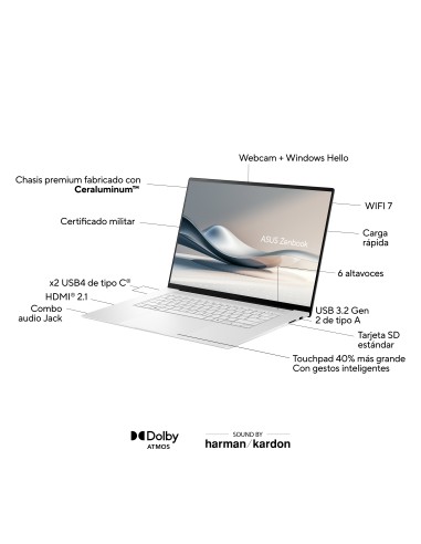 ASUS Zenbook S 16 OLED UM5606WA-RK370W Copilot+ PC - Ordenador Portátil 16" WQXGA+ 120Hz (AMD Ryzen AI 9 370, 32GB RAM, 2TB