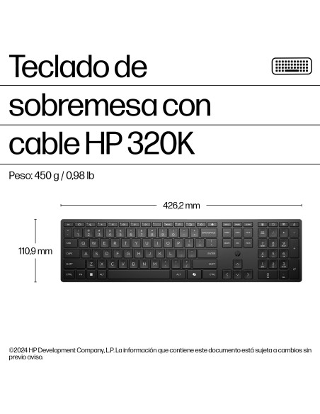 HP Teclado de sobremesa con cable 320K HP Teclado de sobremesa con cable 320K