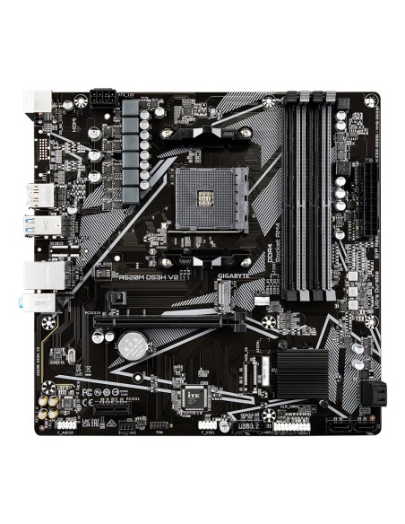 GIGABYTE Placa base A520M DS3H V2 - Soporta CPUs AMD Ryzen serie 5000 AM4, hasta 4733 MHz DDR4 (OC), PCIe 3.0 x16, LAN GbE, USB