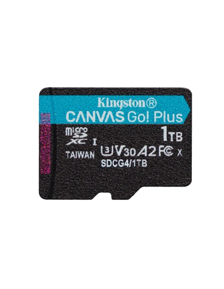 Kingston Technology Tarjeta microSDXC Canvas Go Plus Gen4 de 1 TB, 200 MB s, A2 U3 V30 y adaptador Kingston Technology Tarjeta microSDXC Canvas Go Plus Gen4 de 1 TB, 200 MB s, A2 U3 V30 y adaptador
