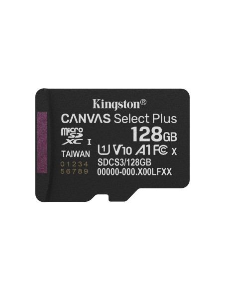 Kingston Technology 128GB microSDXC Canvas Select Plus Gen3 150MB s A1 (Incluye adaptador de SD) Kingston Technology 128GB microSDXC Canvas Select Plus Gen3 150MB s A1 (Incluye adaptador de SD)