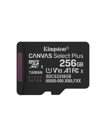 Kingston Technology 256GB microSDXC Canvas Select Plus Gen3 150MB s A1 (Incluye adaptador de SD) Kingston Technology 256GB microSDXC Canvas Select Plus Gen3 150MB s A1 (Incluye adaptador de SD)