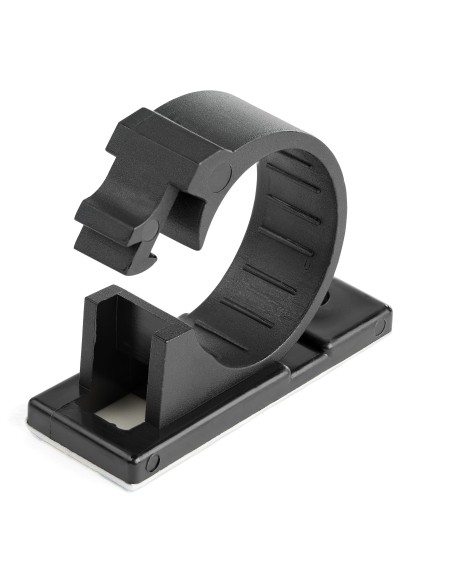 StarTech.com 100 Clips de Gestión de Cableado Adhesivos - Negro - Organizador de Cableado para Escritorios Oficinas - Mordaza