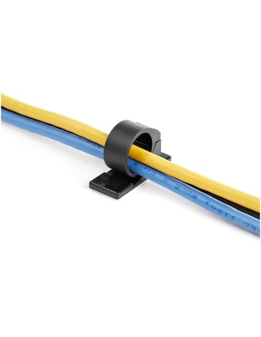 StarTech.com 100 Clips de Gestión de Cableado Adhesivos - Negro - Organizador de Cableado para Escritorios Oficinas - Mordaza