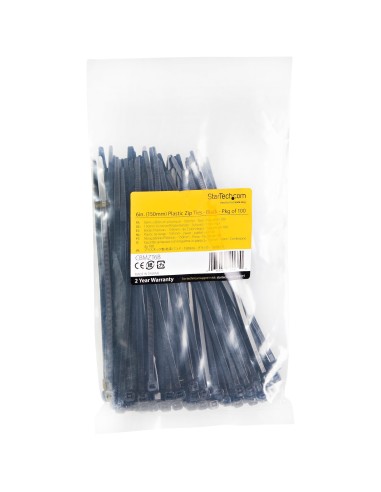 StarTech.com Bridas Ataduras de 15cm para Cables - Ancho 3mm, Diámetro del Haz 39mm, 18kg de Resistencia, Ataduras de