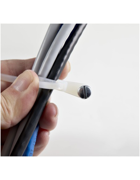 StarTech.com Bridas sujetacables de 15cm con perforación de montaje - 3 mm de ancho, para grupo de cables de 40 mm, soportan 18