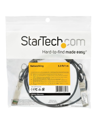 StarTech.com Cable de 1m Twinax SFP+ a SFP+ con Conexión Directa 10GbE- Compatible con DAC-SFP-10G-1M de Dell EMC - Cobre - DAC