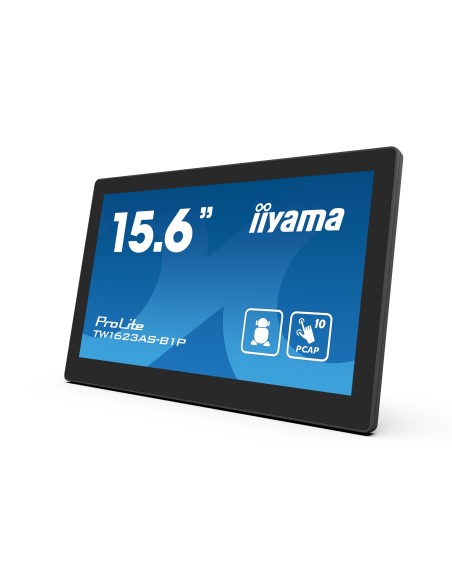 iiyama TW1623AS-B1P pantalla de señalización Panel plano interactivo 39,6 cm (15.6") Wifi 450 cd   m² Double Full HD Negro