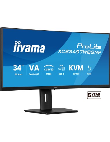 iiyama ProLite XCB3497WQSNP-B1 pantalla para PC 86,4 cm (34") 3440 x 1440 Pixeles UltraWide Quad HD LED Negro