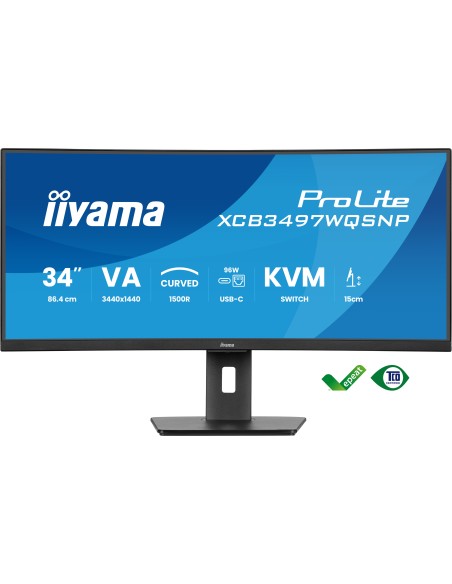 iiyama ProLite XCB3497WQSNP-B1 pantalla para PC 86,4 cm (34") 3440 x 1440 Pixeles UltraWide Quad HD LED Negro iiyama ProLite XCB3497WQSNP-B1 pantalla para PC 86,4 cm (34") 3440 x 1440 Pixeles UltraWide Quad HD LED Negro