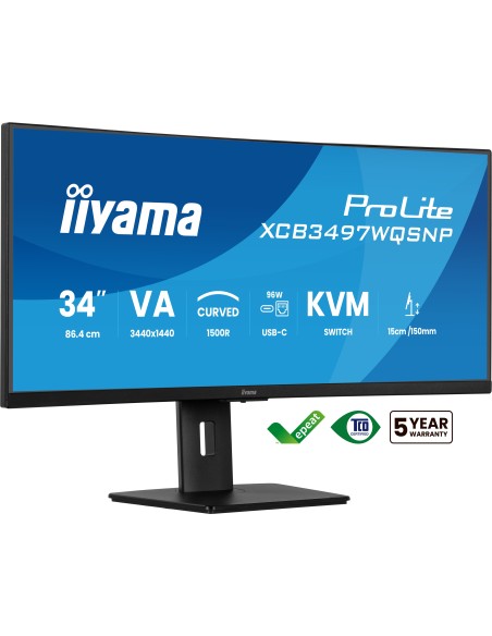 iiyama ProLite XCB3497WQSNP-B1 pantalla para PC 86,4 cm (34") 3440 x 1440 Pixeles UltraWide Quad HD LED Negro iiyama ProLite XCB3497WQSNP-B1 pantalla para PC 86,4 cm (34") 3440 x 1440 Pixeles UltraWide Quad HD LED Negro