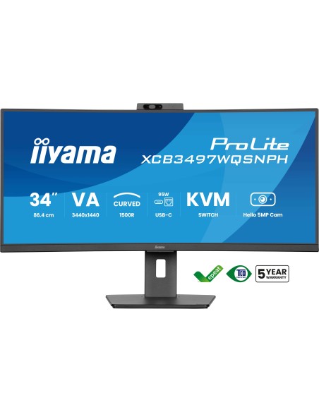 iiyama ProLite XCB3497WQSNPH-B1 pantalla para PC 86,4 cm (34") 3440 x 1440 Pixeles UltraWide Quad HD LED Negro iiyama ProLite XCB3497WQSNPH-B1 pantalla para PC 86,4 cm (34") 3440 x 1440 Pixeles UltraWide Quad HD LED Negro