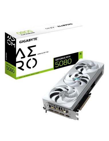 GIGABYTE GeForce RTX 5080 AERO OC SFF 16G Tarjeta Gráfica - 16GB GDDR7, 256 bits, PCI-E 5.0, 2730MHz Core Clock, 3 x
