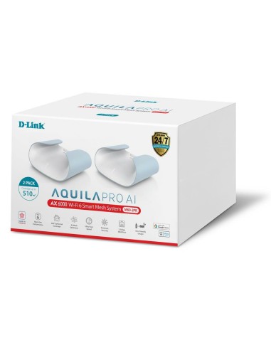 D-Link M60-2 sistema Wi-Fi Mesh (Wi-Fi en malla) Doble banda (2,4 GHz   5 GHz) Wi-Fi 6 (802.11ax) Blanco 4 Interno