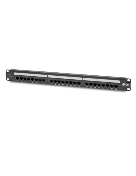 Tripp Lite N252-P24 Panel de Conexiones Cat6 de 24 Puertos – Cumple con PoE+, 110   Krone, 568A B, RJ45 Ethernet, Instalación