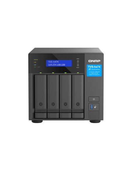 QNAP TVS-H474 NAS Torre Intel® Pentium® G7400 8 GB DDR4 0 TB QuTS hero Negro