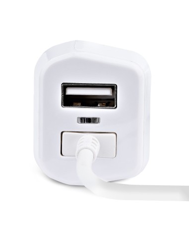 StarTech.com Cargador de Coche con Cable Rizado Lightning, Cable de 1m Rizado Lightning 12W Blanco, Cable Adaptador Cargador de