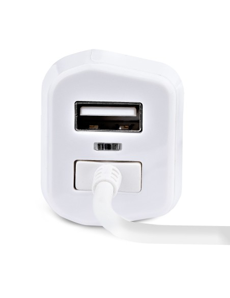 StarTech.com Cargador de Coche con Cable Rizado Lightning, Cable de 1m Rizado Lightning 12W Blanco, Cable Adaptador Cargador de