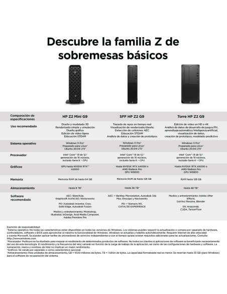 HP Z2 Tower G9 Intel® Core™ i7 i7-13700 16 GB DDR5-SDRAM 512 GB SSD NVIDIA RTX A2000 Windows 11 Pro Torre Puesto de trabajo HP Z2 Tower G9 Intel® Core™ i7 i7-13700 16 GB DDR5-SDRAM 512 GB SSD NVIDIA RTX A2000 Windows 11 Pro Torre Puesto de trabajo