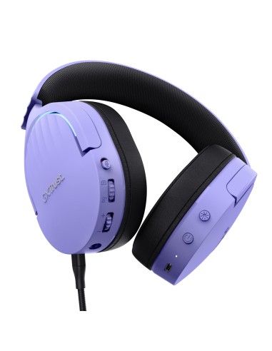 Trust GXT 491P FAYZO Auriculares Inalámbrico y alámbrico Diadema Juego USB tipo A Bluetooth Negro, Púrpura