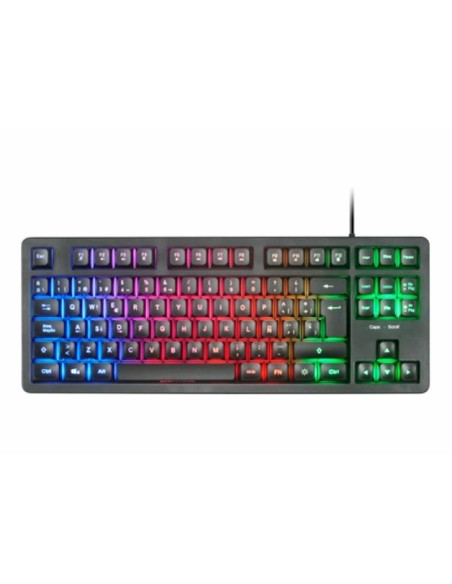 Mars Gaming MK023, Teclado Gaming TKL, Tecnología Híbrida H-Mech, Iluminación FRGB Rainbow, Anti-ghosting, Compatibilidad