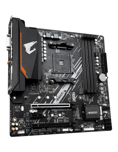 GIGABYTE B550M AORUS ELITE AX Placa base - Procesadores AMD Ryzen 5000, VRM de 5+3 fases, hasta 4733 MHz DDR4, 1xPCIe 4.0 +