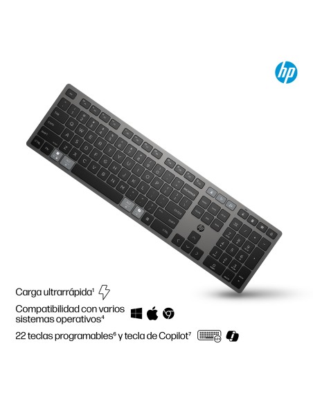 HP Teclado inalámbrico recargable multidispositivo 725 HP Teclado inalámbrico recargable multidispositivo 725