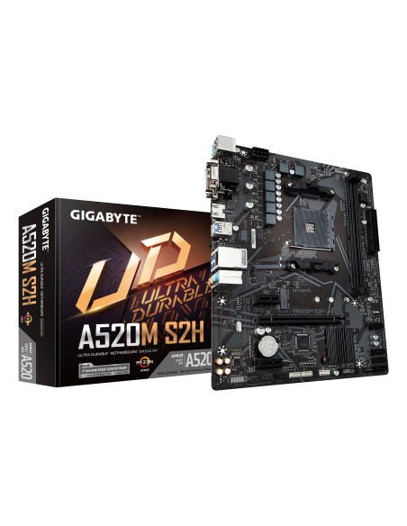 GIGABYTE Placa base A520M S2H - Soporta CPUs AMD Ryzen serie 5000 AM4, VRM digital puro de 4+3 fases, hasta 5100MHz DDR4 (OC), GIGABYTE Placa base A520M S2H - Soporta CPUs AMD Ryzen serie 5000 AM4, VRM digital puro de 4+3 fases, hasta 5100MHz DDR4 (OC),