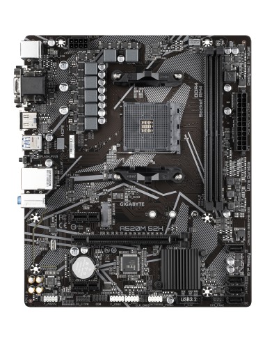 GIGABYTE Placa base A520M S2H - Soporta CPUs AMD Ryzen serie 5000 AM4, VRM digital puro de 4+3 fases, hasta 5100MHz DDR4 (OC),