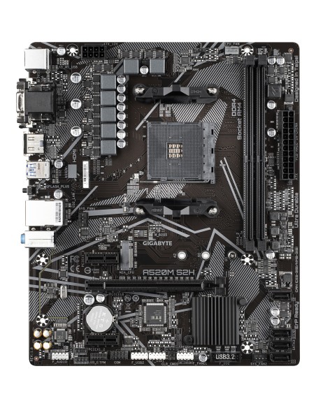 GIGABYTE Placa base A520M S2H - Soporta CPUs AMD Ryzen serie 5000 AM4, VRM digital puro de 4+3 fases, hasta 5100MHz DDR4 (OC), GIGABYTE Placa base A520M S2H - Soporta CPUs AMD Ryzen serie 5000 AM4, VRM digital puro de 4+3 fases, hasta 5100MHz DDR4 (OC),