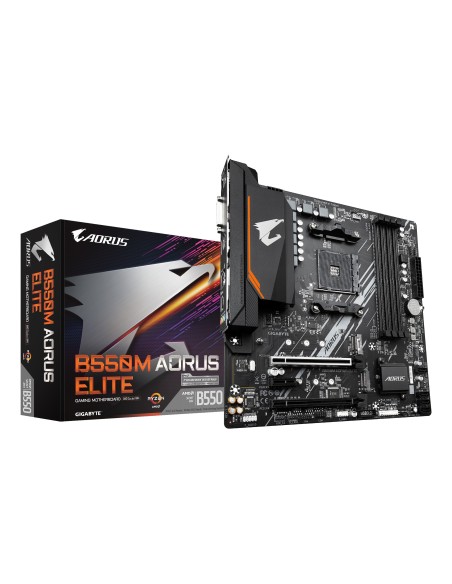 GIGABYTE B550M AORUS ELITE Placa base - Procesadores AMD Ryzen 5000, VRM de 5+3 fases, hasta 4733 MHz DDR4, 1xPCIe 4.0 + 1xPCIe GIGABYTE B550M AORUS ELITE Placa base - Procesadores AMD Ryzen 5000, VRM de 5+3 fases, hasta 4733 MHz DDR4, 1xPCIe 4.0 + 1xPCIe