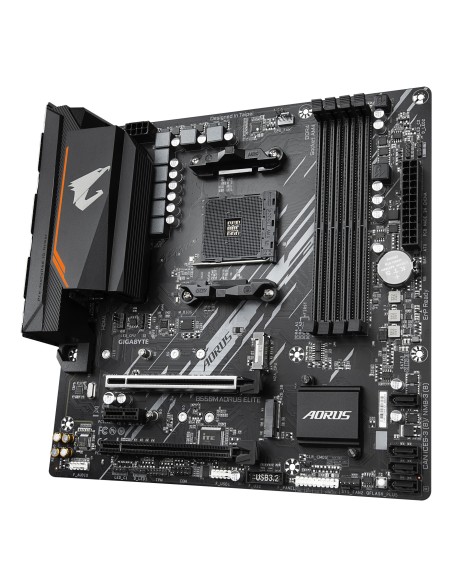 GIGABYTE B550M AORUS ELITE Placa base - Procesadores AMD Ryzen 5000, VRM de 5+3 fases, hasta 4733 MHz DDR4, 1xPCIe 4.0 + 1xPCIe GIGABYTE B550M AORUS ELITE Placa base - Procesadores AMD Ryzen 5000, VRM de 5+3 fases, hasta 4733 MHz DDR4, 1xPCIe 4.0 + 1xPCIe