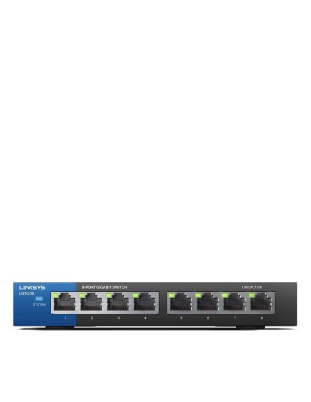 Linksys Switch Gigabit de escritorio para empresas con 8 puertos (LGS108)