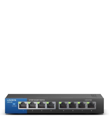 Linksys Switch Gigabit de escritorio para empresas con 8 puertos (LGS108)