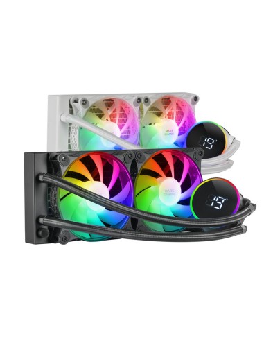 Mars Gaming ML-LCD240, Refrigeración Líquida AIO, TDP 500W, 2x Ventiladores FDB ARGB 120mm, Pantalla LCD con Monitoreo de