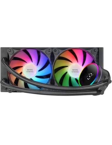 Mars Gaming ML-LCD240, Refrigeración Líquida AIO, TDP 500W, 2x Ventiladores FDB ARGB 120mm, Pantalla LCD con Monitoreo de