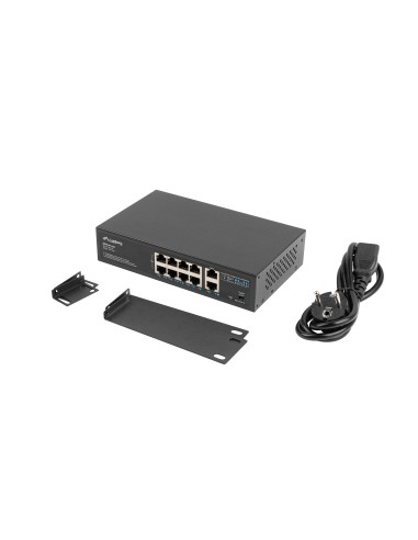 Lanberg RSFE-8P-2GE-120 switch No administrado Gigabit Ethernet (10 100 1000) Energía sobre Ethernet (PoE) 1U Negro